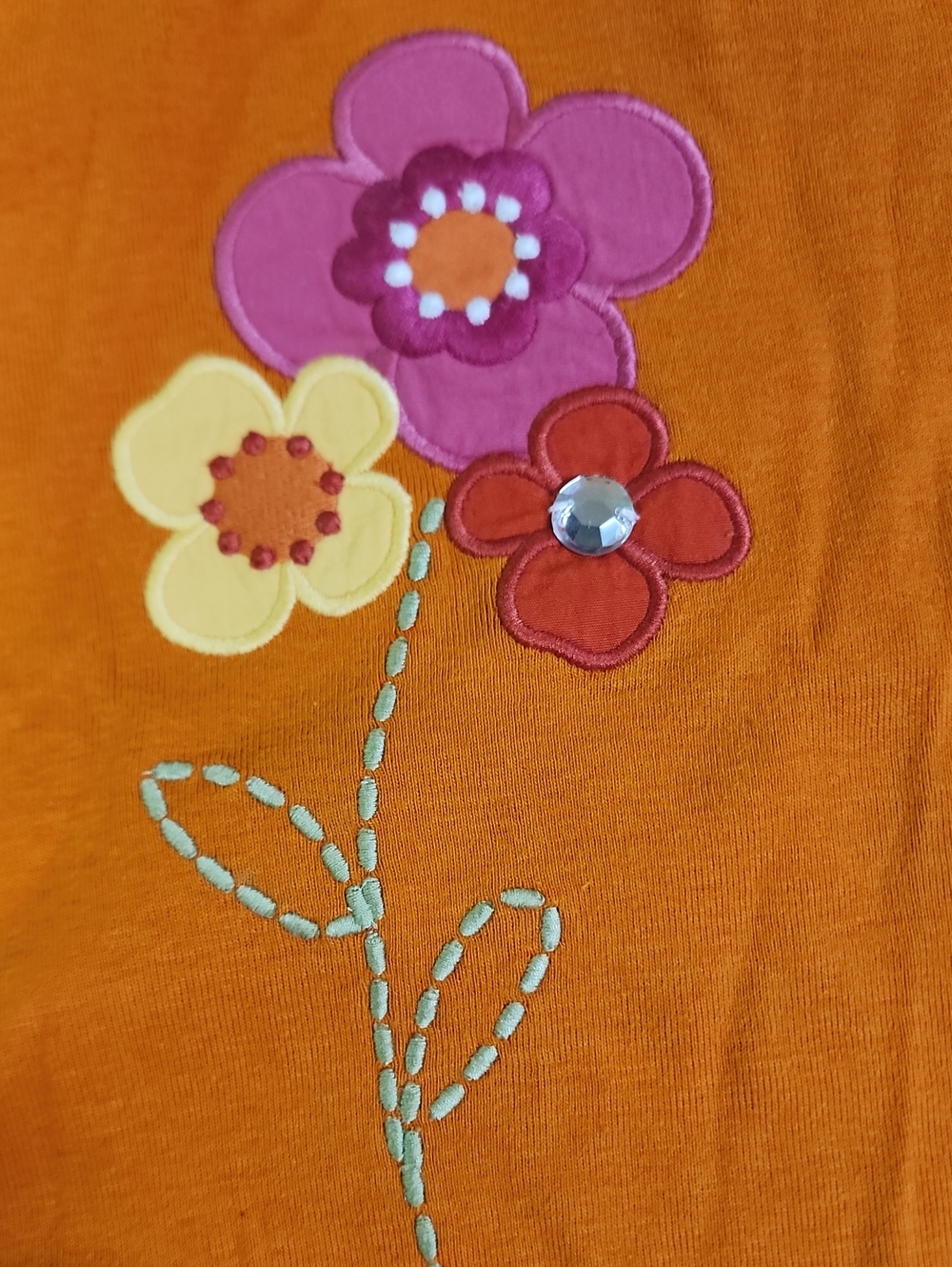 VTG Gymboree Girls Orange Floral Applique Long Sleeve Button Accent Top Size 4 - Picture 7 of 9